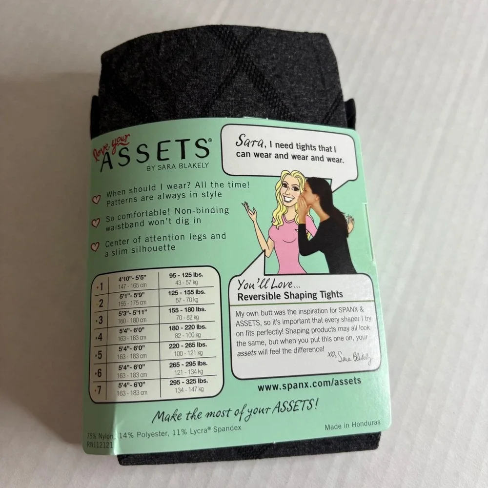 Assets by Sara Blakely Black Diamond Flipside‎ Reversible Shaping Tights
